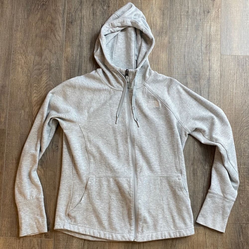 The‎ North Face Womens Full Zip Hoodie Heather Grey Medium Embroidered Logo